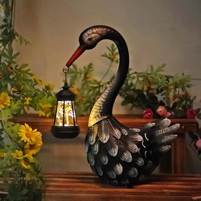 HONGLAND Black Swan Solar Garden Statue Outdoor Decor Bird Decor Lawn Ornament for Backyard Patio Porch Poolside