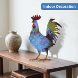 Metal Chicken Garden Sculptures & Statues,Vivid Lawn Ornaments for Garden Decorations Outdoor, Blue Rooster Gift for Housewarming,Home Decoration for Christmas Holiday