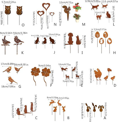 Gardens Stake,Metal Animal Yard Decors Garden Art Rusted Animals for Outside Decorations Outdoor Decorative Stake Accessory