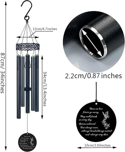 Wind Chimes Personalized, Sympathy Wind Chimes Gift Bereavement Sympathy Funeral Gifts .Wind Chimes for Loss of Mother Father Windchimes in Memory of Loved Ones 30 Inch Black