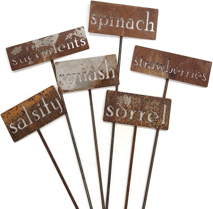 Classic Metal Garden Markers 19 Inches Tall (spinach, Naturally Rusted)