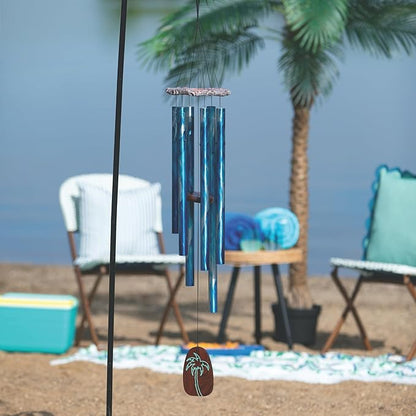 Woodstock Wind Chimes Margaritaville UV Palm Wind Chime Large (40") Multicolored Tropical Chimes for Outside Patio Porch Sunroom or Garden Décor