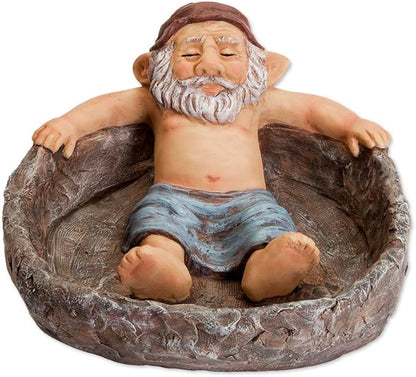 Bits and Pieces - Gnome Relaxing Pool - Elf Birdbath Garden Art Statue - Outdoor Garden Decor Sculpture