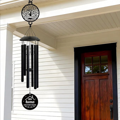 House Warming Gifts New Home, 37" Black Wind Chimes Housewarming Gifts, New Home Gift Ideas for Women Men Homeowners Couples Family Friends,Outdoor Decor for Patio,Garden,Yard