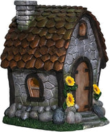 Zayton Garden House Statues Outdoor with Light Yard Resin Decoration Gift Handmade Housewarming Gift for Patio Yard Lawn Waterproof Cracking