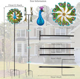 Wind Spinners Outdoor Peacock, 63 Inch Double-Sided Garden Windmill for Yard with 8 Green Feather Blades, Large Metal Garden Wind Spinner