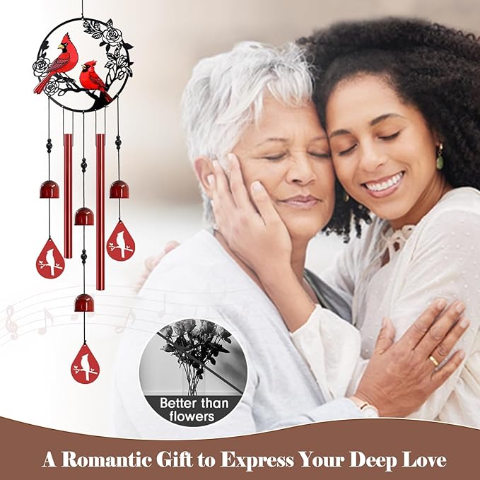 Wind Chimes for Outside Cardinal Wind Chimes Windchimes Outdoors Red Bird Wind Chime Cardinal Gifts for Women Mom Grandma Sisters