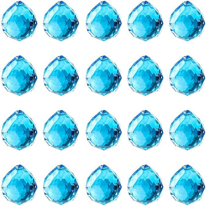 20pcs DIY Crystal Prism Suncatcher for Windows Hanging, 20mm Clear Glass Crystal Sun Catcher Beads Pendants Maker Balls for Indoor Outdoor Garden Feng Shui Home Decor Light Blue