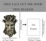 Tree Face Garden Statues Outdoor Decoration Clearance, Whimsical Old Man Tree Faces for Fence Hugger Sculpture, Wallmount Statue Fairy Art with Mushroom, Patio Home Hanging Decor, 6.9" x 2.8" x 9.8"