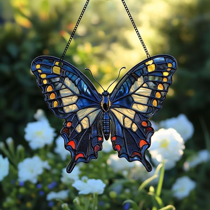 Black Swallowtail Butterfly Suncatcher Acrylic Window Hangings Unique for Mom Handmade Modern Home Decor Sun Catchers Windows Acrylic Hanging Decorations Outdoor