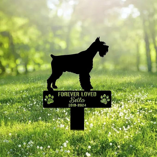 Custom Giant Schnauzer Metal Memorial Garden Stake Personalized Pet Grave Marker Name Sign Remembrance Stake Decor,Memorial Statue Sign for Garden Outdoor Outside Yard Decor Sympathy Dog Loss.