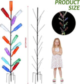 Hoolerry 2 Pcs Wine Bottle Tree Garden Outside Decor 5. 9 ft Wine Bottle Metal Tree Outdoor Decoration Colored Glass Bottle Holder Artificial Trees for Garden Yard Camping Party Decoration