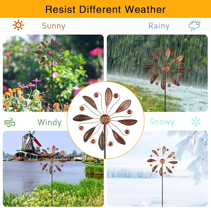 DREAMSOUL 10.6 Inch Small Wind Spinners Outdoor, Single Blade Wind Spinner Metal Pinwheels for Garden Lawn Decor