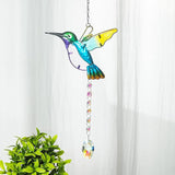 Hummingbird with Crystal Sun Catcher,Stained Glass Bird Suncatchers for Windows Hanging,Crystal Suncatcher Prism Hanging Ornament for Home Garden Party Decoration(Blue)