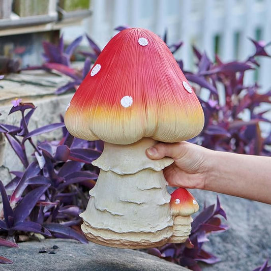 Mushroom Decor Fairy Garden Accessories - Outdoor Garden Decor Mushrooms Ornament for Garden Decoration Garden Gnome's Favorite Mushroom Statues (12.2” Red)