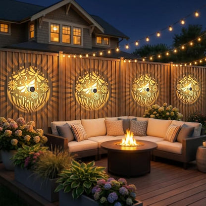 2 Pack Solar Fence Lights Outdoor Wall Lights Metal Solar Powered Deck Step Stair Lights Dragonfly Theme Waterproof Fence Solar Light for Garden Post Patio Yard Decor, Gardening Gifts for Women Mom