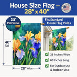Caroline's Treasures Tennessee Iris in Watercolor House Flag Large Porch Sleeve Pole Decorative Outside Yard Banner Artwork Wall Hanging, Polyester, House Size, Multicolor
