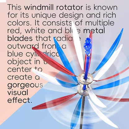 360° Outdoor Wind Spinner, Garden Pinwheels Metal Wind Sculpture Spinner with Gardens Stake, Rotating Windmill Yard Art Decor for Patio, Lawn & Garden (Color)