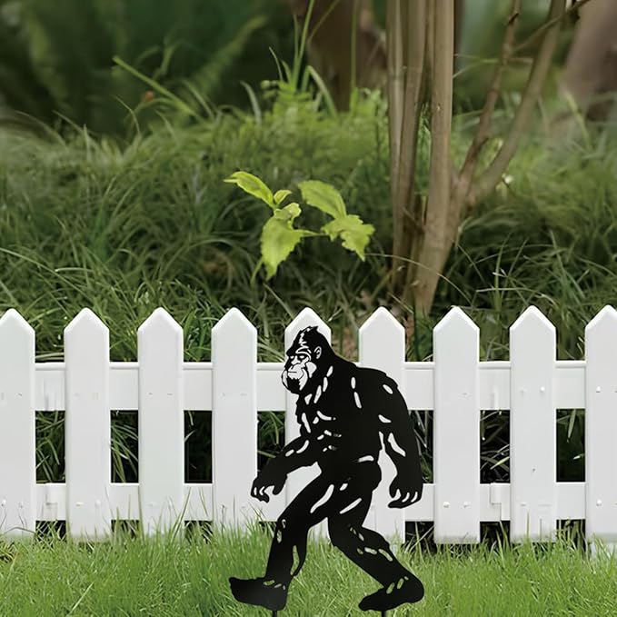 Bigfoot Peek Decorative Garden Stake Sasquatch Metal Silhouette Sign Standout Sculpture Decor Outdoor Yard Patio Lawn Big Foot Gifts 17x11.4 in