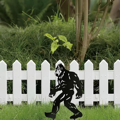 Bigfoot Peek Decorative Garden Stake Sasquatch Metal Silhouette Sign Standout Sculpture Decor Outdoor Yard Patio Lawn Big Foot Gifts 17x11.4 in