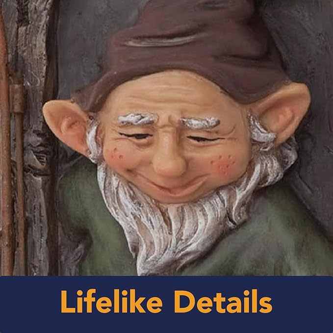 Bits and Pieces Elf Out The Window Yard Decorations Outdoor Tree Faces, 12 Inch Tree Hugger Whimsical Yard Decor, Elf, Fairy, Gnome Garden Decorations, Fun Garden Art