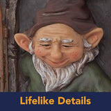 Bits and Pieces Elf Out The Window Yard Decorations Outdoor Tree Faces, 12 Inch Tree Hugger Whimsical Yard Decor, Elf, Fairy, Gnome Garden Decorations, Fun Garden Art