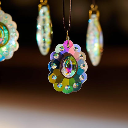 HDCRYSTALGIFTS 12pcs Crystal Prisms Suncatcher for Window Rainbow Maker Chandelier Crystals Hanging Sun Catchers Indoor Outdoor Home Garden Valentines Day Wedding Decoration, 50mm