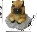 Garden Groundhog Statue, Tan Resin Wildlife Figurine, Rustic Outdoor Decoration, 5.2x5.2x5.2 Inches, Matte Finish