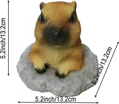 Garden Groundhog Statue, Tan Resin Wildlife Figurine, Rustic Outdoor Decoration, 5.2x5.2x5.2 Inches, Matte Finish