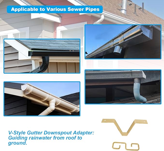 Rain Chain Gutters Adapter Clip - V Shaped Hook Hanger Garden Rain Catcher System, Water Diverter Accessories (1 PCS, Brown)