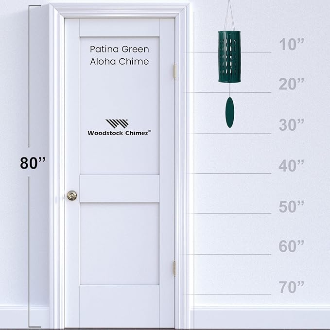 Woodstock Wind Chimes for Outside, Aloha Chime 28", Patina Green Windchime, Outdoor Patio and Garden Décor for Front Porch Decorative Wind Chime (ACPG)