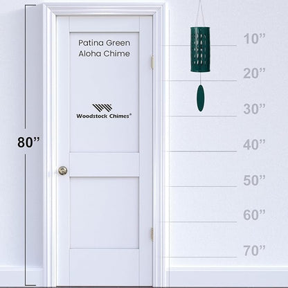 Woodstock Wind Chimes for Outside, Aloha Chime 28", Patina Green Windchime, Outdoor Patio and Garden Décor for Front Porch Decorative Wind Chime (ACPG)