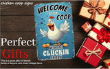 Funny Chicken Signs for Coop-Metal Chicken Signs,Chicken Tin Sign Gifts for Home Farm Chicken Coop Farmhouse Kicthen Garden Decor (Welcome To Our Coop) 8 x 12 inch