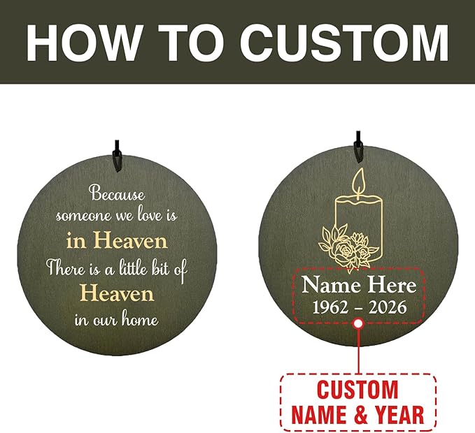 Personalized Wind Chimes 36inch, in Loving Memory of Sympathy Wind Chimes, Candle Design Memorial Wind Chime, Loss of Loved Dad/Mom Outdoor, Listen to the Wind (Produced in USA)