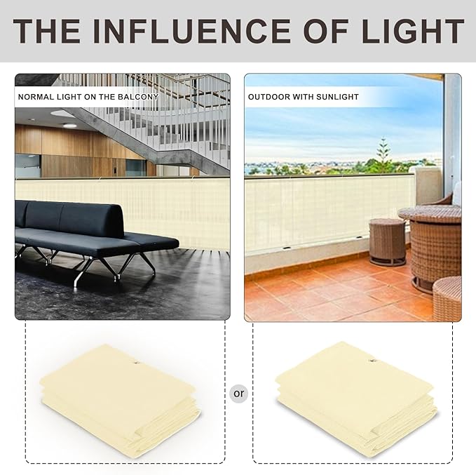 LOVE STORY Custom Size 3'x41' Butter Cream Balcony Privacy Screen,UV Block Privacy Fence Screen,90% Shield for Outdoor Pool Garden Apartment Railing