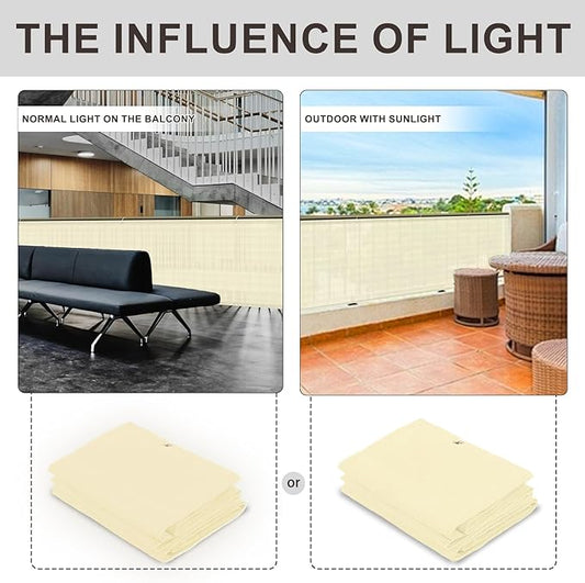 LOVE STORY Custom Size 3'x50' Butter Cream Balcony Privacy Screen,UV Block Privacy Fence Screen,90% Shield for Outdoor Pool Garden Apartment Railing