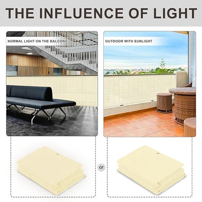 LOVE STORY Custom Size 3'x7' Butter Cream Balcony Privacy Screen,UV Block Privacy Fence Screen,90% Shield for Outdoor Pool Garden Apartment Railing