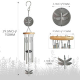 Dragonfly Wind Chimes for Outside with Bright Silver,29 "Memorial Wind Chimes Create a Zen Atmosphere for Outdoor,Garden Patio Yard Decor,Unique Dragonfly Gift for Women/Unisex