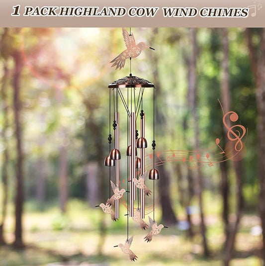 Briwooody Hummingbird Wind Chimes for Outside Hummingbird Gifts for Women Mom Metal Wind Chimes Memorial Birthday Decor for Outdoors Garden Patio Porch Yard Home Decoration
