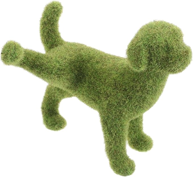 Yardwe Lifelike Outdoor Sculpture for Garden Patio Timeless European Style Decorative Animal Figurine Creative Green Flocking Design for Courtyard and Outdoor Spaces