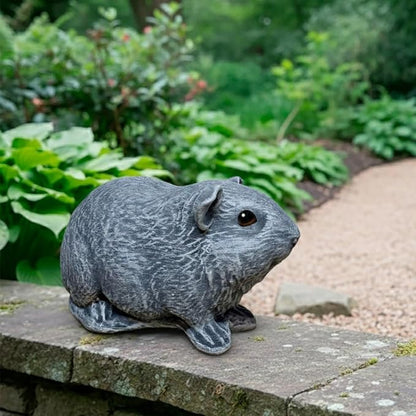 OLOMA Premium Guinea Pig Animal Sculpture Solid Stone Concrete Garden Statue with Resin Protective Coating Durable All Weather Outdoor Indoor Accent for Patio Entryway