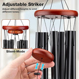 32" Wind Chimes for Outside with Heart Photo Holder, Aluminium Sympathy Wind Chimes Suitable for Outdoor, Garden, Patio Decoration, Sympathy Chime for Loss of Loved One, Friend, Pet Memorial - Black