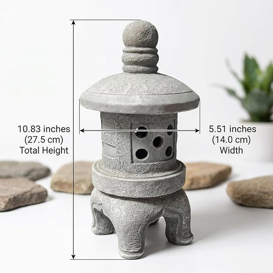 Japanese Garden Decor Solar Pagoda Light, Outdoor Stone Finish Pagoda Garden Statue with Auto On/Off for Patio Yard Japanese Decor, Statue, Outdoor Statues, Sta