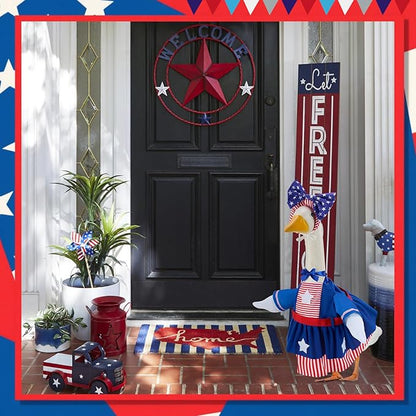 Patriotic Porch Goose Outfits for 23 Inch Lawn Statue, 4th of July Costume for Plastic/Cement Statue, Summer Sculpture Clothes for Garden Patio USA 250th Anniversary Decoration