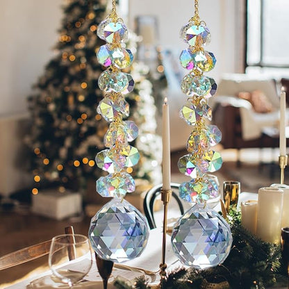 suncatchers for Windows Hanging Prism, 40mm auraro Crystal Suncatcher with Crystals Chandelier Beads, Hanging Crystal for car, Ceiling,Wedding, Party,MOM Daughter Gift(2 pcs)