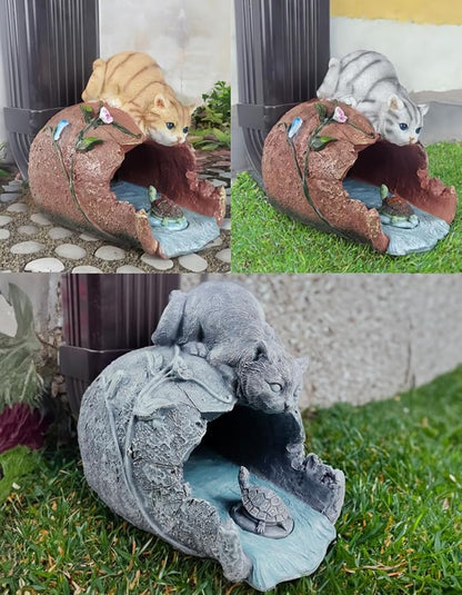 coolboy Gutter Downspout Extension Cat Statues Garden Decoration,Animal Resin Statue Outdoor Decor,Gutter Extension Decorative,Downspout Diverter,3"×4" Downspout Extender Diverter Splash Block