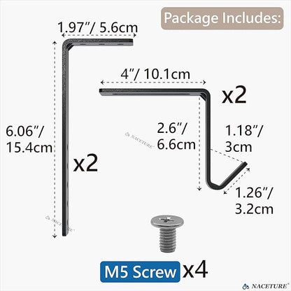 Adjustable Heavy-Duty Single Hook Bracket – Reinforced Plant Hanger for Railing, Balcony, Fence, or Cubicle – Supports Up to 40 Lbs – Metal Wall Hook for Planter, Lantern, Bag (Black 2 Pack)