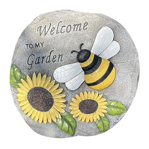 Milisten Outdoor Decorative Stepping Stone Bee and Sunflower Design for Garden Pathway Durable Resin Craft for Lawn and Patio Embellishment Charming Garden Accessory