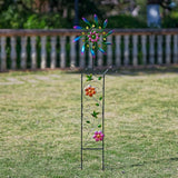 DREAMYSOUL Wind Spinner Outdoor, Wind Sculpture & Weathervane with Decorative Trellis for Climbing Plants, Kinetic Wind Spinners for Yard and Garden