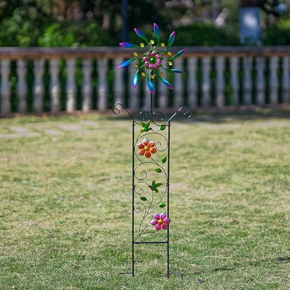 DREAMYSOUL Wind Spinner Outdoor, Wind Sculpture & Weathervane with Decorative Trellis for Climbing Plants, Kinetic Wind Spinners for Yard and Garden